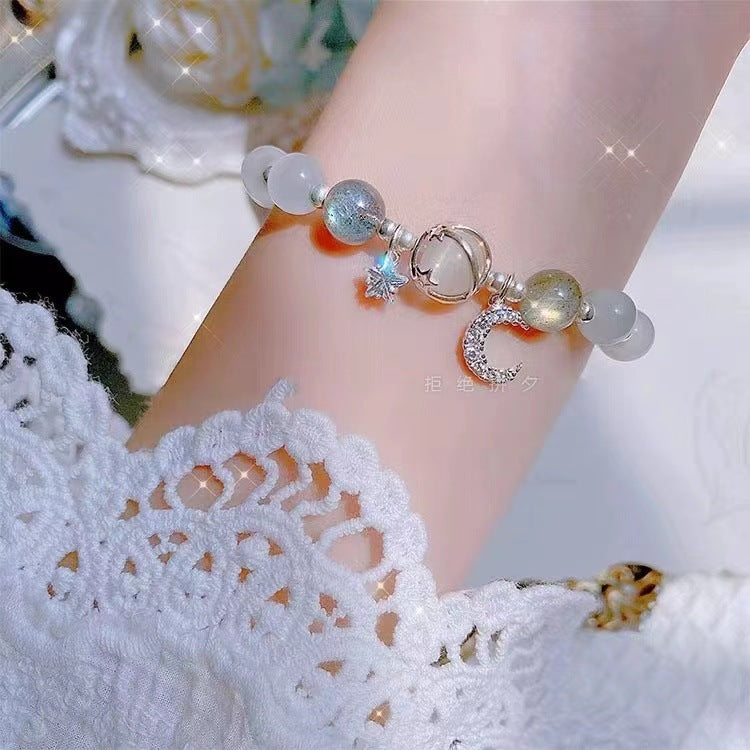 Bracelet opale lavande pour femme, Design d'intérêt particulier, gris clair de lune