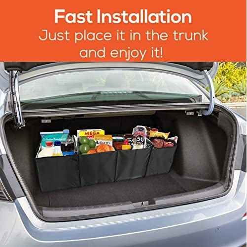 Caja de almacenamiento multiusos plegable para coche con 4 compartimentos