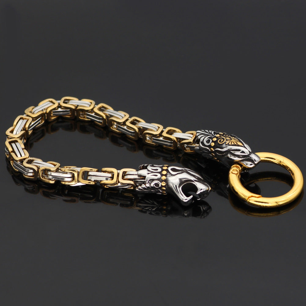 Bracelet empereur tête de loup fantaisie nordique