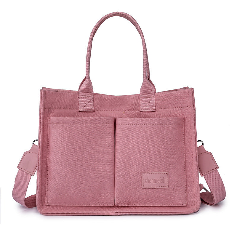 Sac à bandoulière en toile pour femmes, sacs à main multi-poches de grande capacité, sacs de shopping décontractés pour étudiants, nouvelle collection