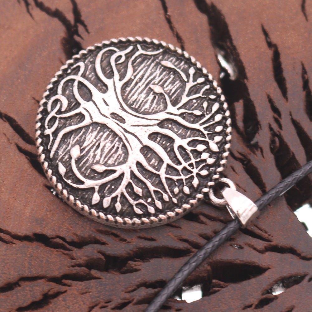 Viking arbre de vie pendentif en alliage de Zinc Vintage Aoding Rune monde arbre collier rond
