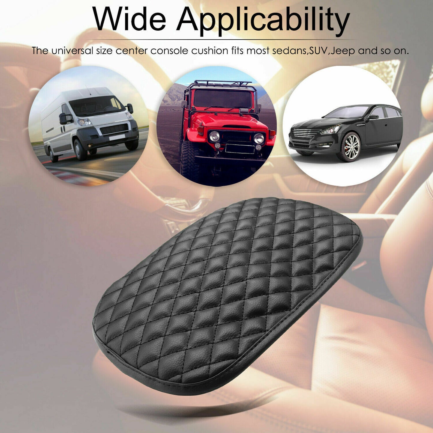 Funda de cojín Universal para reposabrazos de consola central de coche, Protector de almohadilla de cuero PU