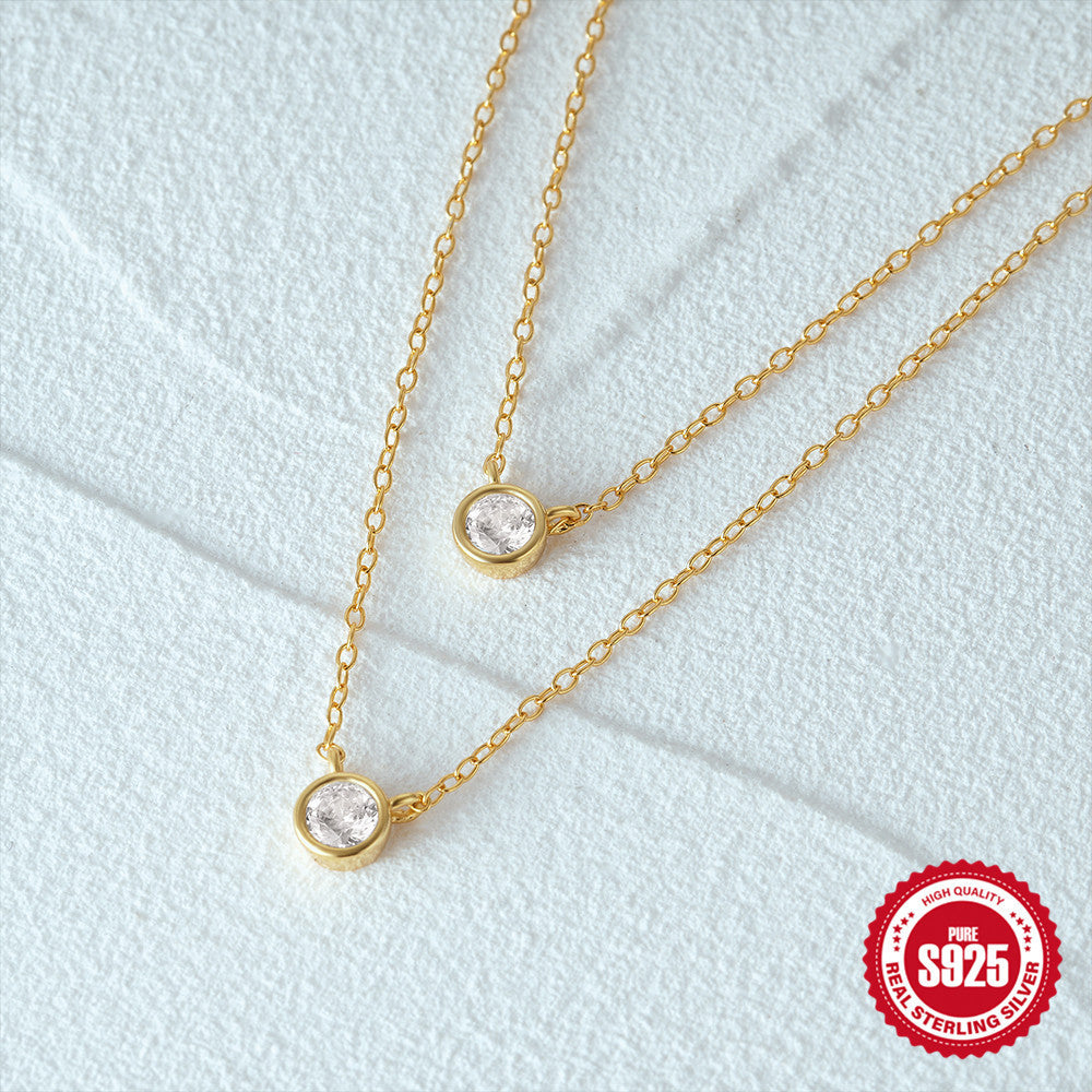 Collar de doble capa de plata de ley S925