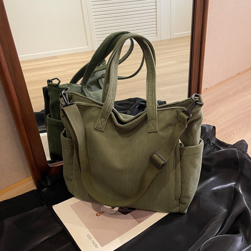 Corduroy Bag Women's Large Capacity New Autumn And Winter Wild Shoulder Messenger Bag