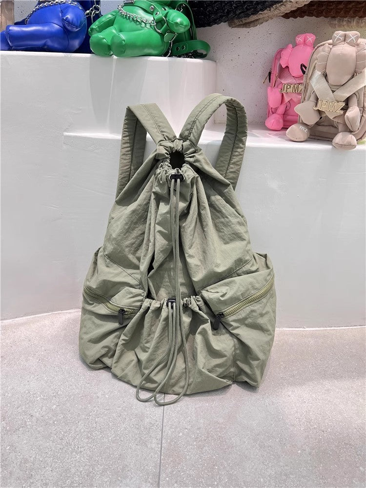 Cartable d'étudiant de grande capacité en toile de Nylon plissée polyvalente décontractée