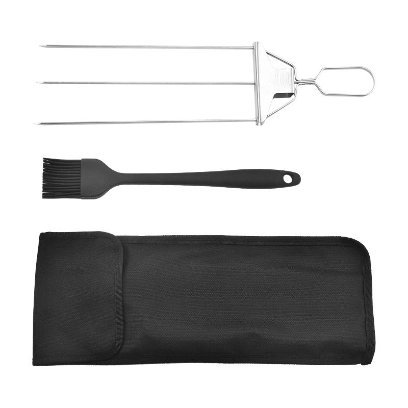 Agujas para brocheta de 3 puntas, tenedores de 3 vías para Kebab, tenedor para parrilla de barbacoa de acero inoxidable, barbacoa doméstica antiadherente