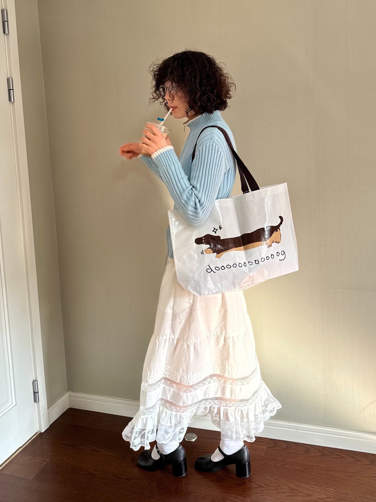 Sausage Dog Woven Bag Waterproof And Environmentally Friendly Shopping Bag