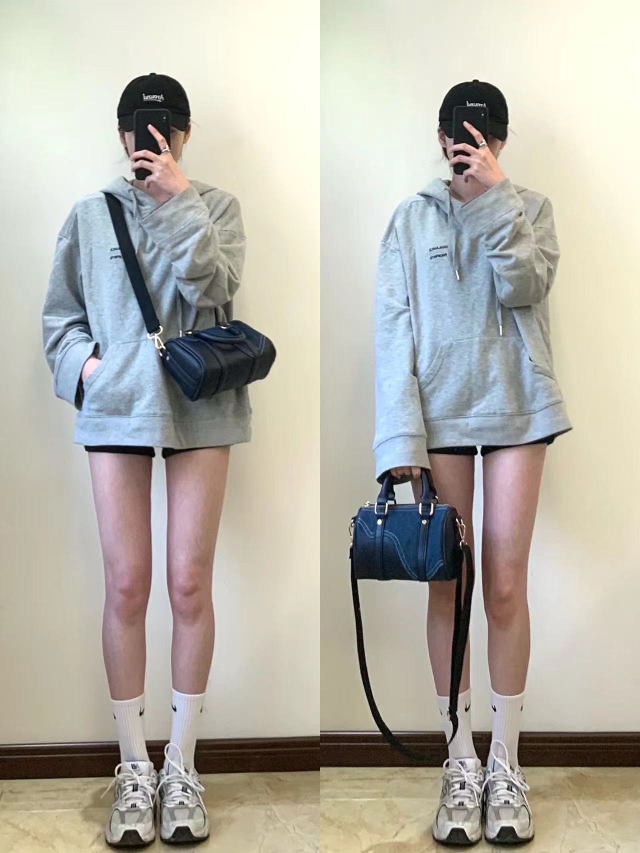 Sac Boston en cuir patchwork en denim rétro