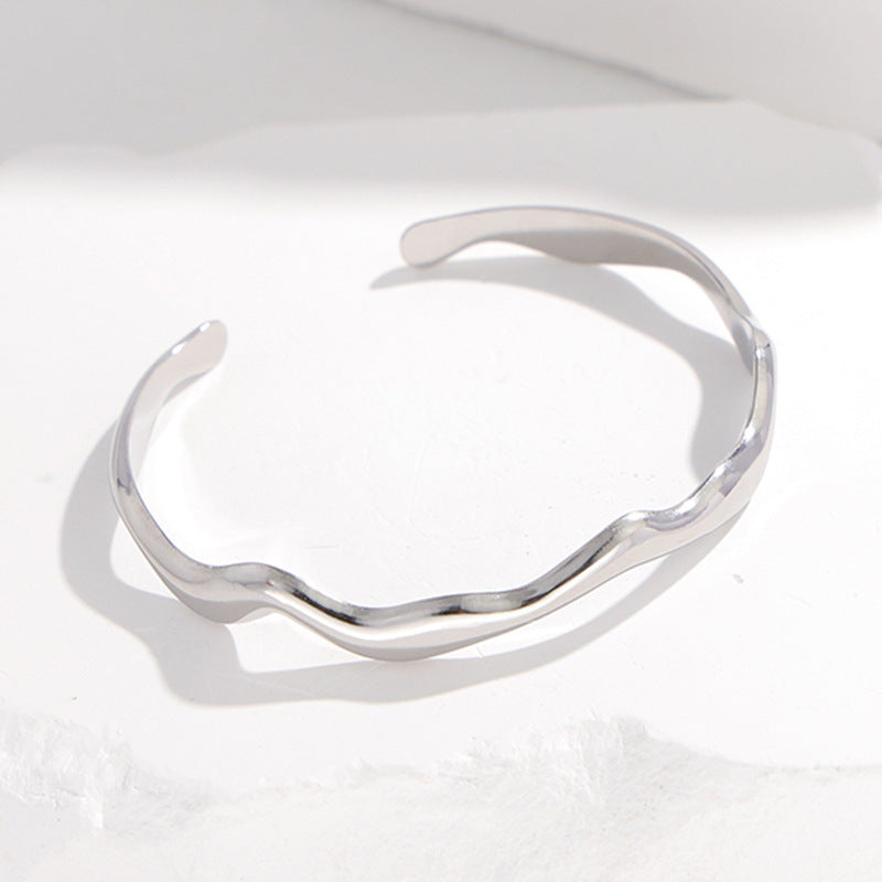 Cross-border Simple Titanium Steel Special-interest Design Wavy Stainless Steel Bracelet Fashion Ornament