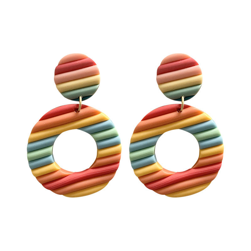 Pendientes de arcilla polimérica agregada Brickearth Rainbow Bar Arte multicolor