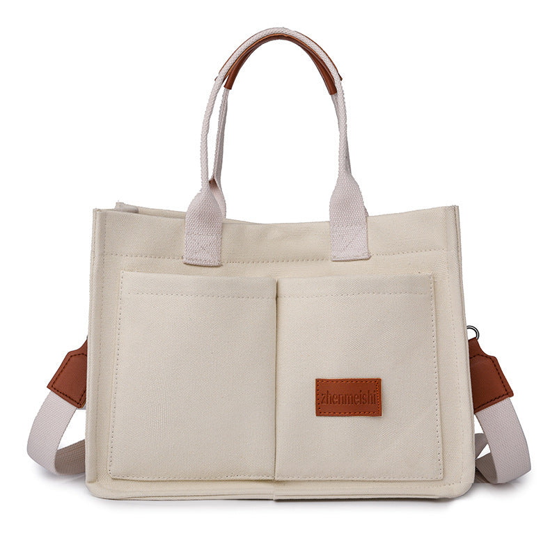 Sac à bandoulière en toile pour femmes, sacs à main multi-poches de grande capacité, sacs de shopping décontractés pour étudiants, nouvelle collection