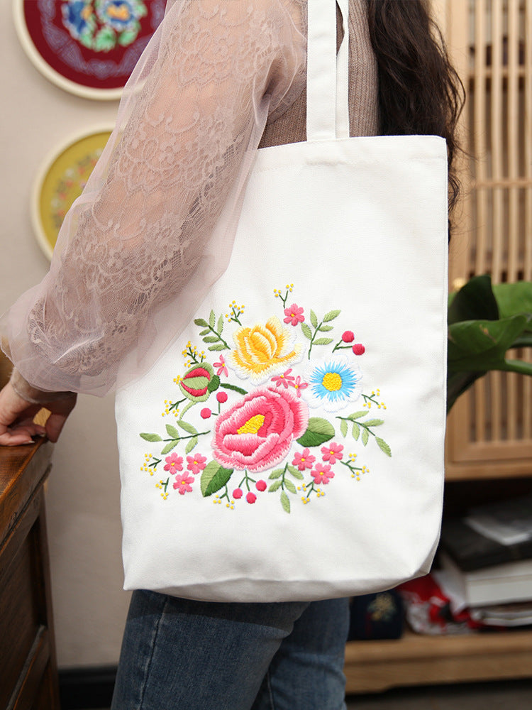 Embroidery Handmade Diy Material Canvas Shoulder Bag