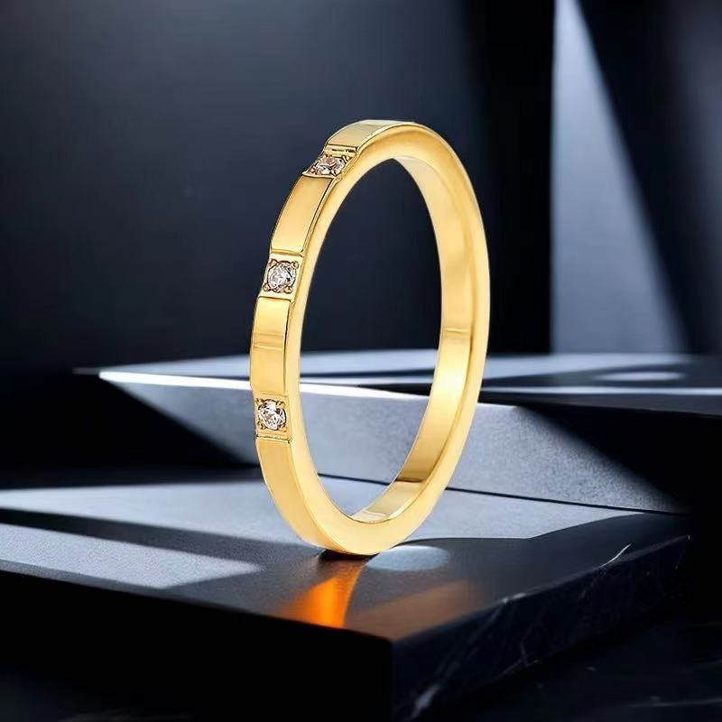 Titanium Steel Simple Bracelet Design Niche Advanced Insi Light Luxury Non-fading Diamond-studded Ring