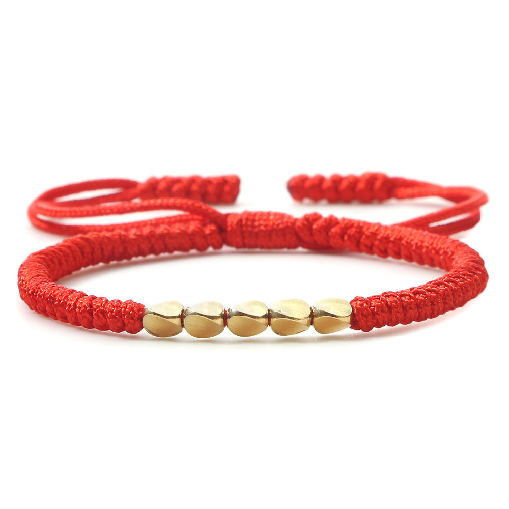 Bracelet perlé en perles de cuivre de forme irrégulière tissé à la main
