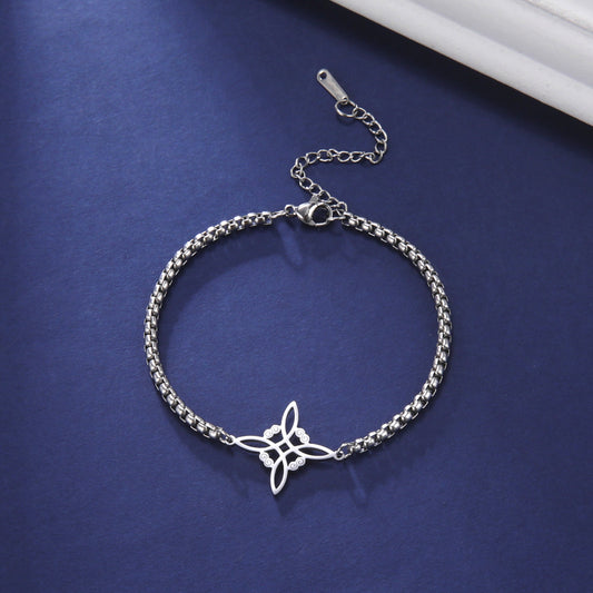 Bracelet à nœud de sorcière creux coupé en acier titane