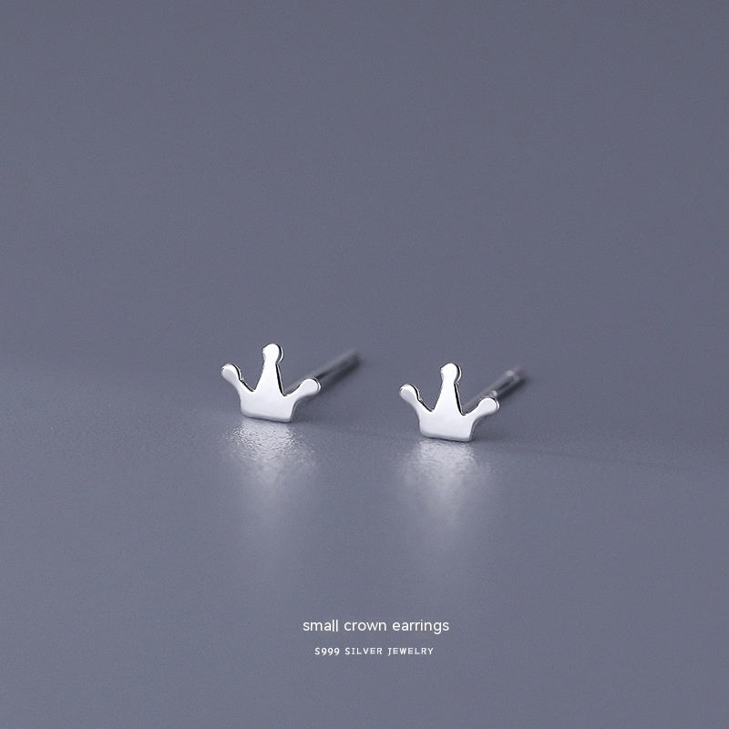 S999 Pure Silver Stud Earrings For Women Simple