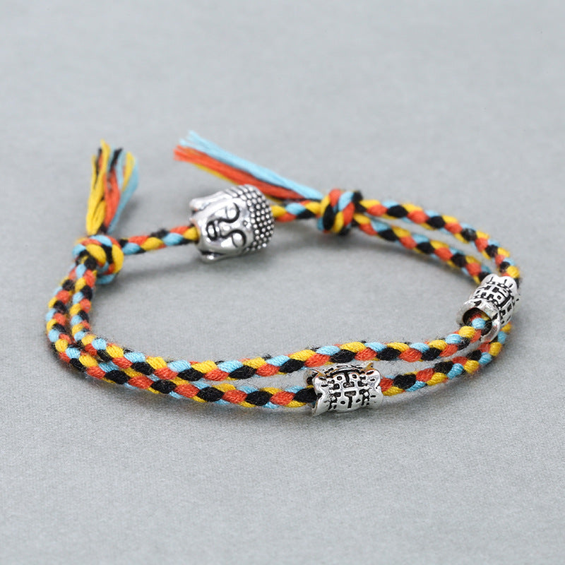 Buddha Head Cotton Rope Bracelet Men And Women