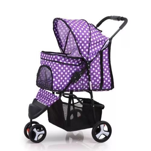 Carrito plegable ligero para mascotas, cochecito para perros y gatos, cochecito para mascotas de tres ruedas, suministros para cochecito para perros
