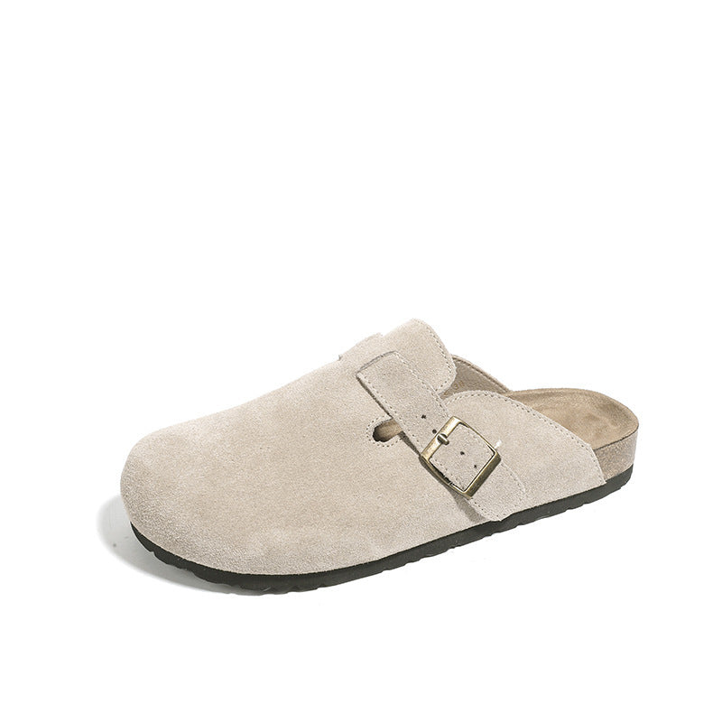 Chaussures rétro à enfiler semi-pantoufles à bout assorti