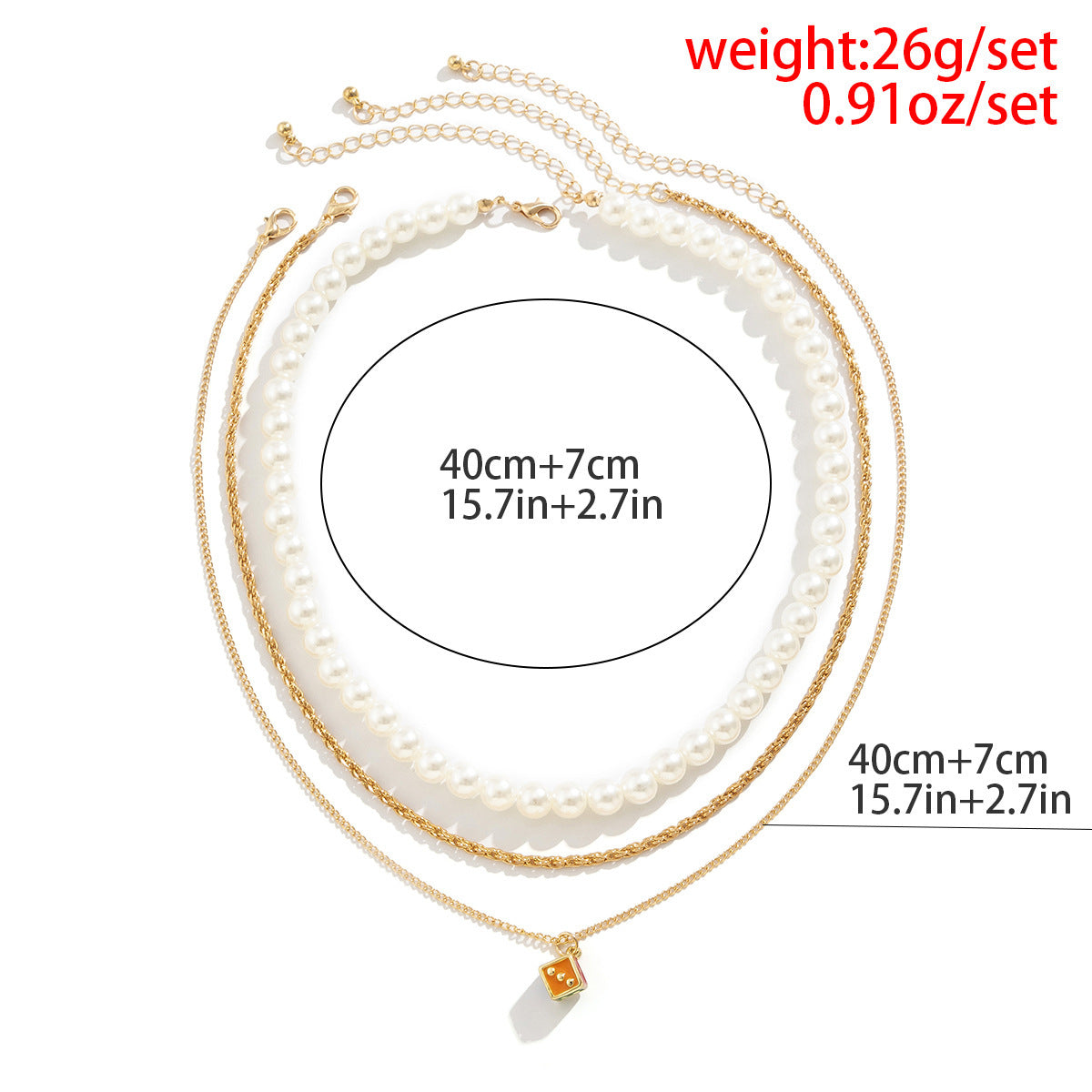 Hip Hop Retro Geometric Multilayer Pearl Necklace