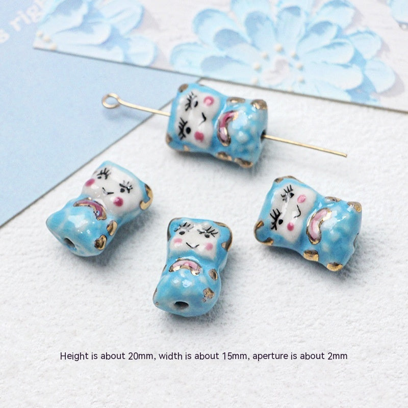 Série bleue en céramique japonaise dispersée, bricolage, collier de perles fait à la main, Bracelet, matériel de perles d'espacement