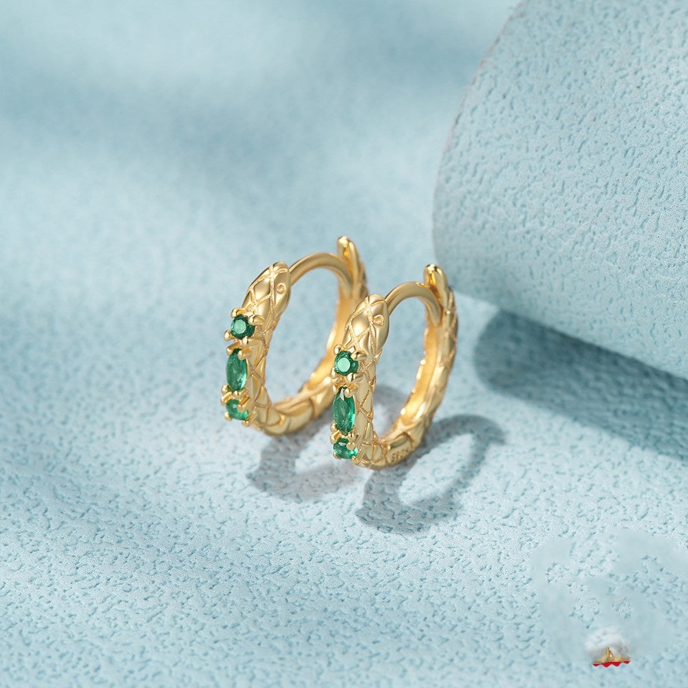 S925 Sterling Silver Snake-shaped Diamond Ear Ring Silver