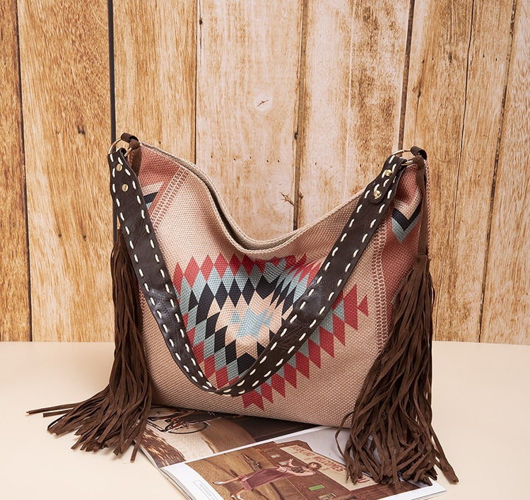 Sac rétro en coton et lin pour femmes, Portable