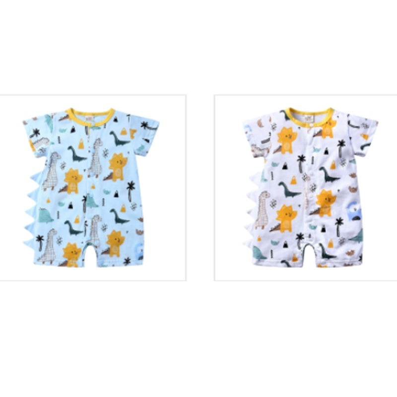 Vêtements pour bébé, barboteuse une pièce à manches courtes, motif dinosaure de dessin animé