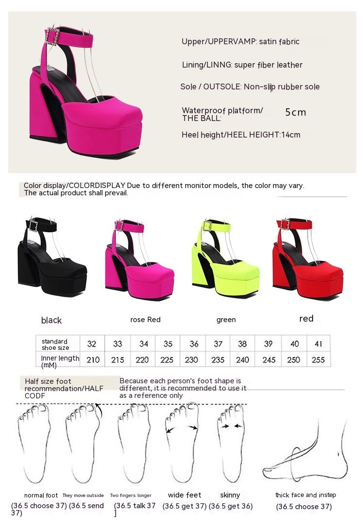 Sandales à talons hauts épais avec boucle mate pour femmes