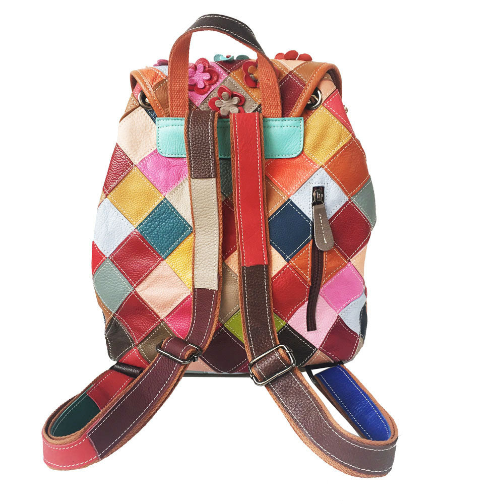 Costura rombo retro bolso de mujer mochila de cuero mochila