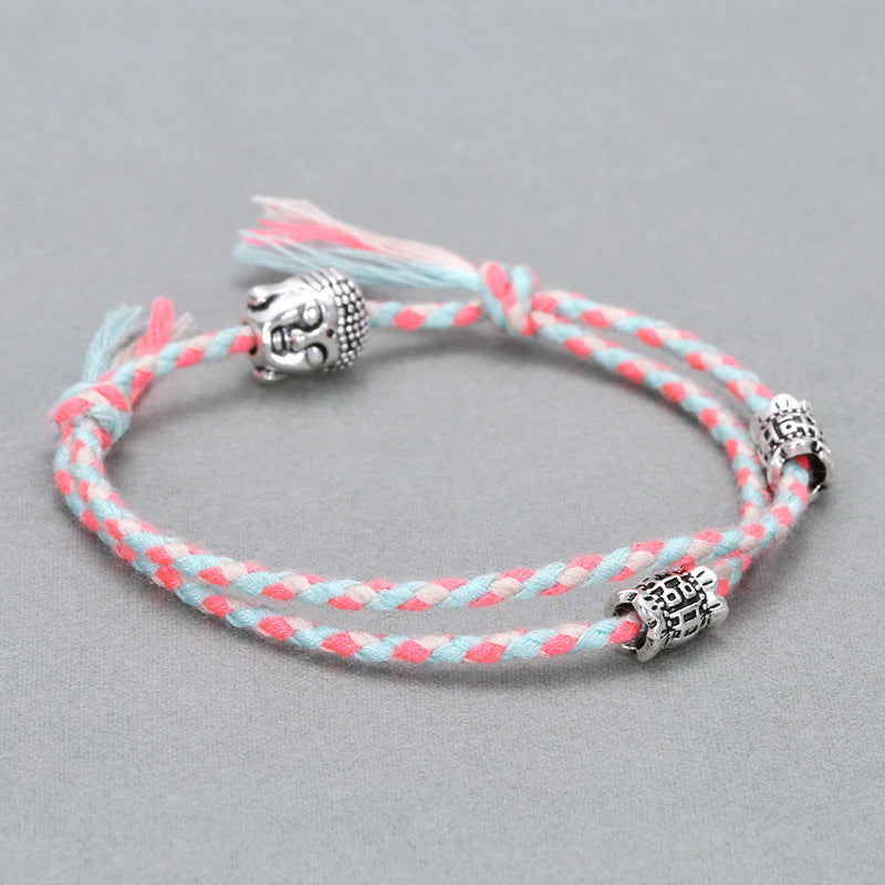 Buddha Head Cotton Rope Bracelet Men And Women