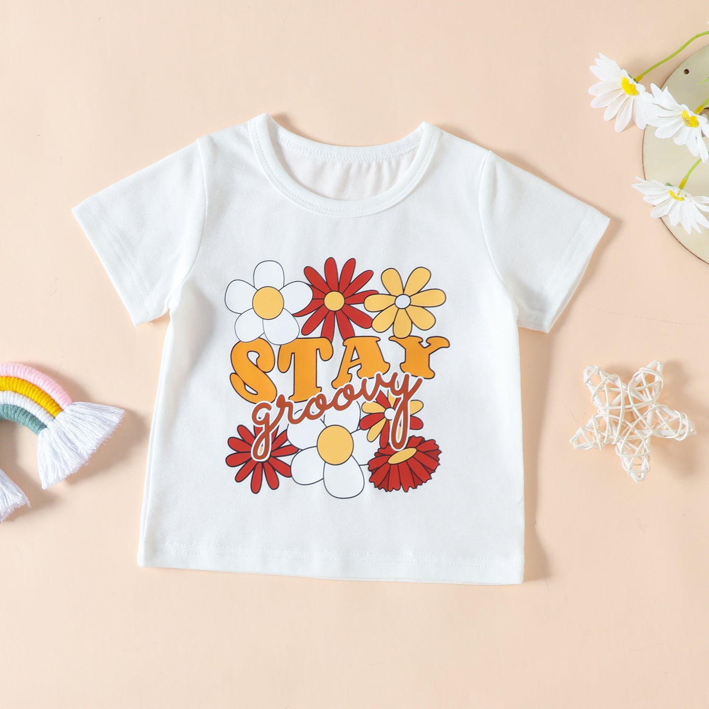 Vêtements pour filles Enfants Lettre Imprimer Manches courtes