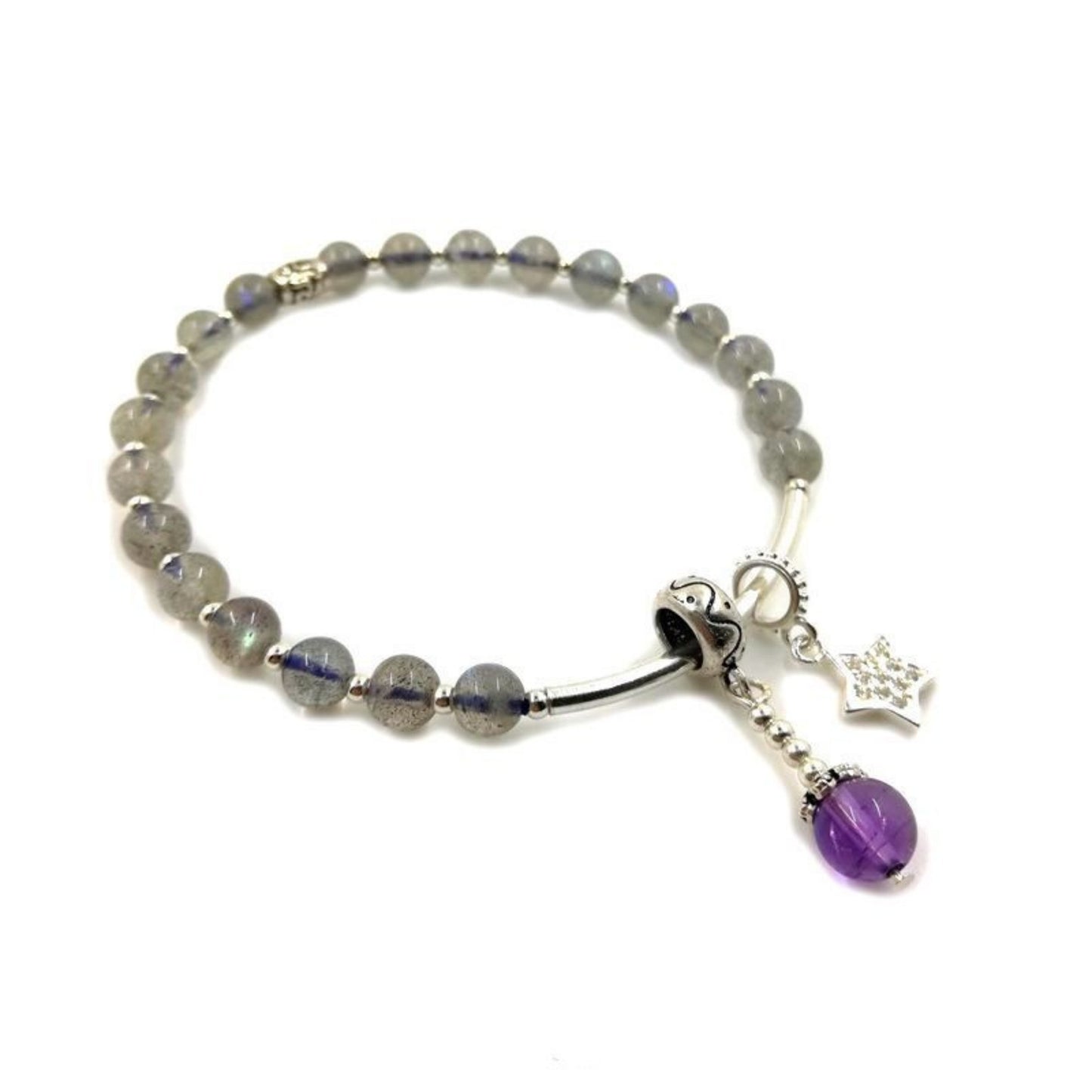 Bracelet allongé au clair de lune à la chaux, bijoux naturels