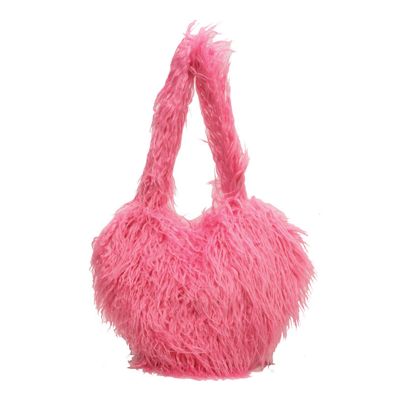 Sacs à bandoulière en peluche sous les aisselles d'hiver, grande capacité, sac cœur personnalisé, sacs à main de luxe pour femmes, haute qualité, cadeau de saint valentin