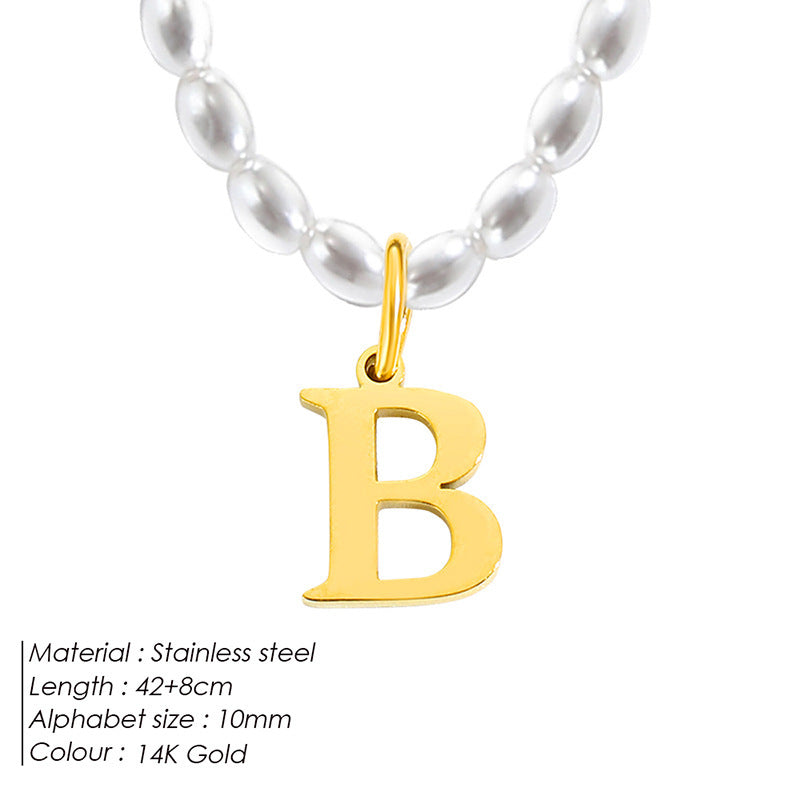 Collar de letras de acero inoxidable con diseño minoritario de lujo ligero