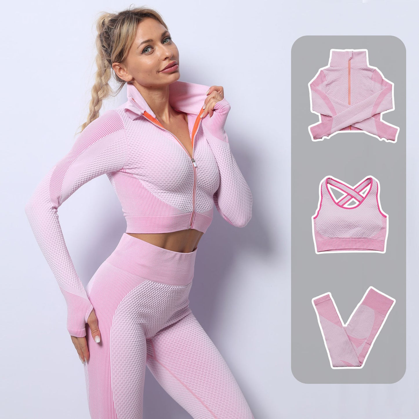 Costume de yoga de sport de pantalon de fitness extensible trois pièces