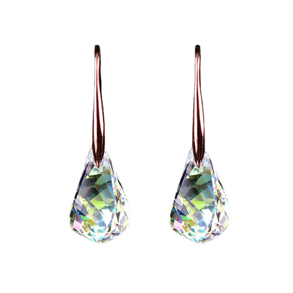Boucles d'oreilles simples et élégantes en or rose, cristal artificiel