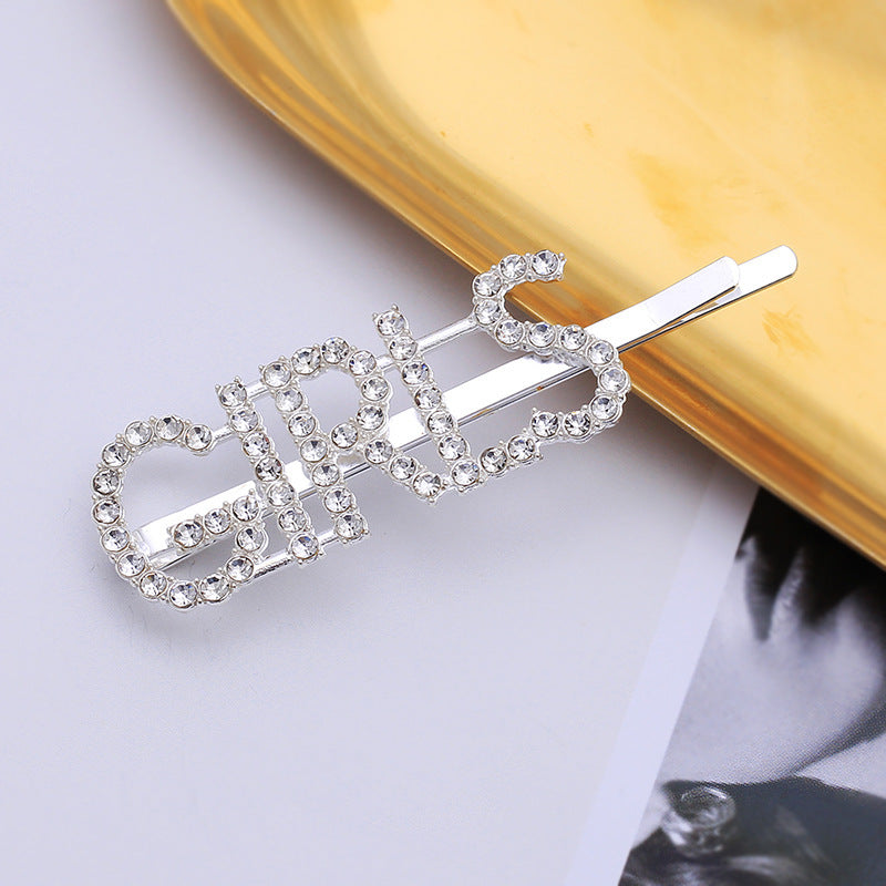 Letra Clip lateral Flequillo Diamante de imitación