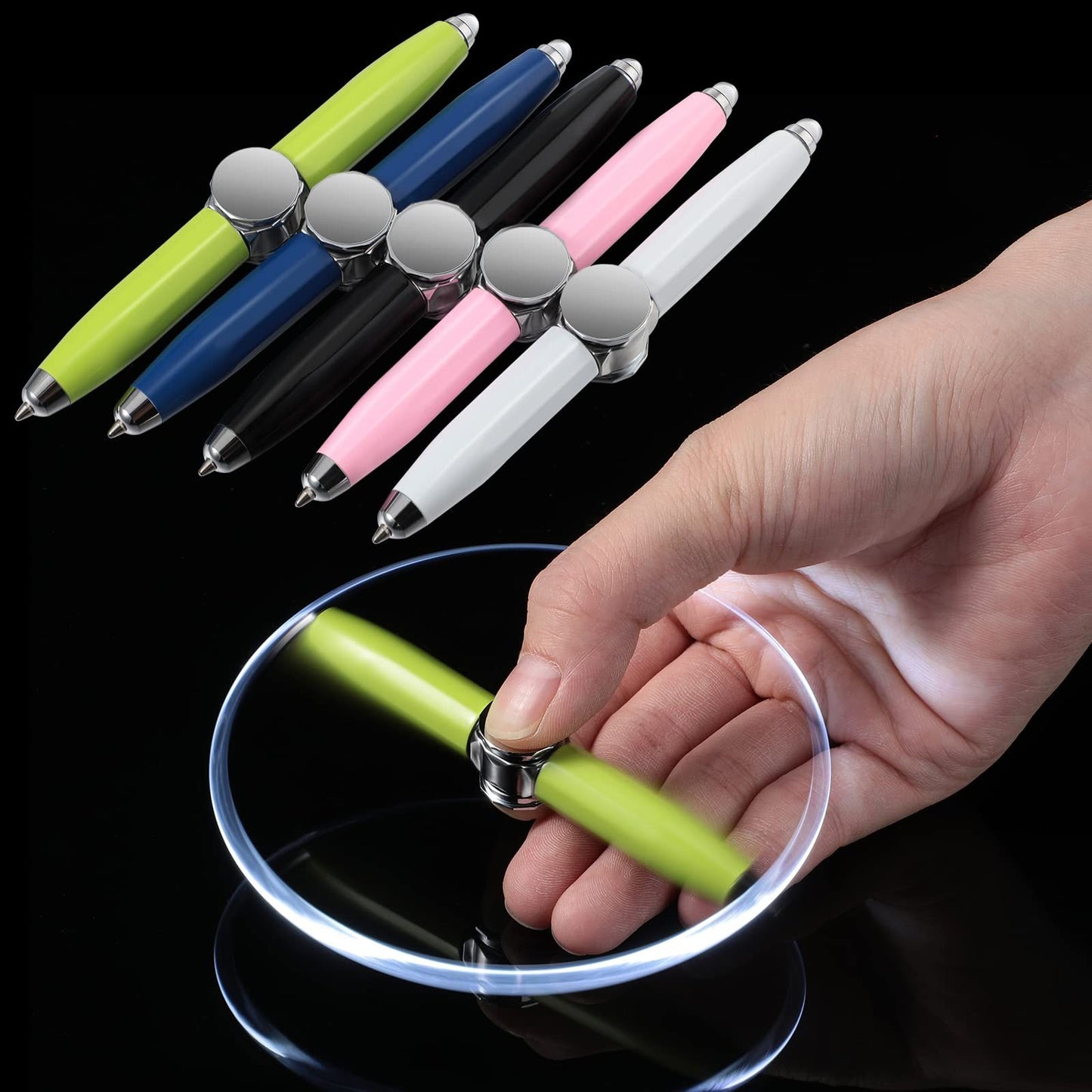 Stylo à bille en métal gyroscopique à décompression rotative, stylo LED multifonction créatif, à la mode, fournitures scolaires et de bureau, stylos d'écriture
