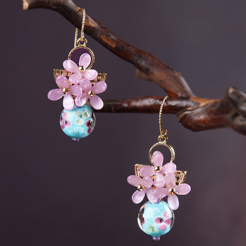 Boucles d'oreilles vintage à petites fleurs, style antique