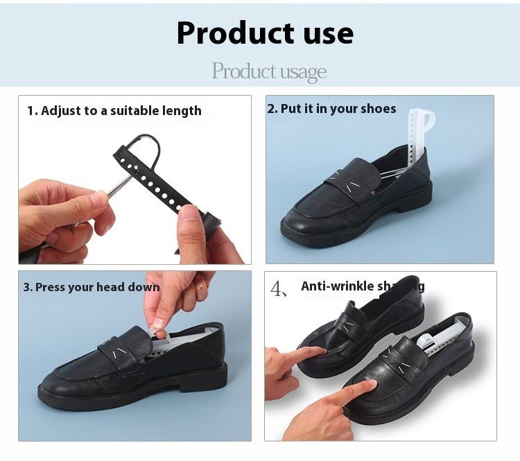 Civière de chaussure en plastique anti-rides réglable noir
