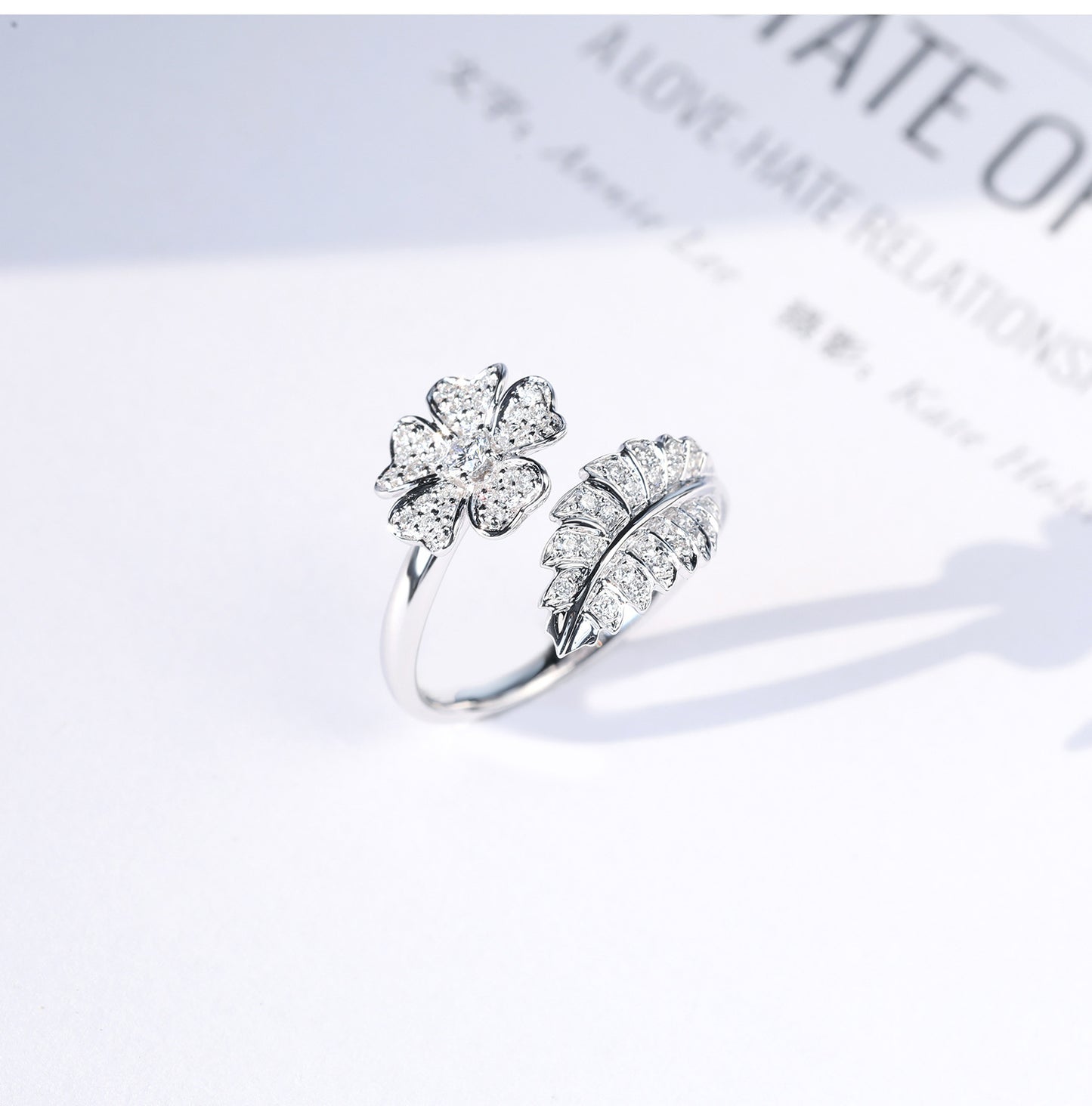 Bague fleur créative mode grande fleur bague pleine diamant