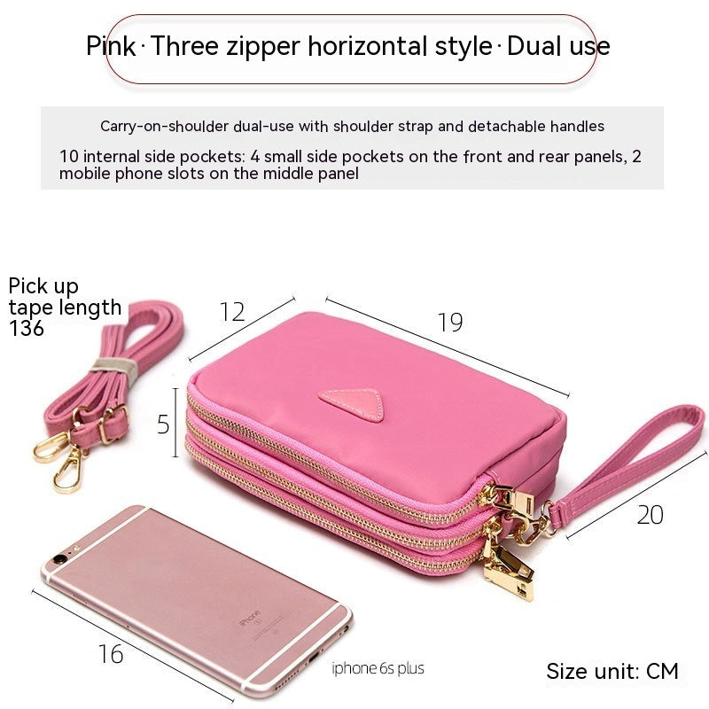 Mini sac carré à triple fermeture éclair