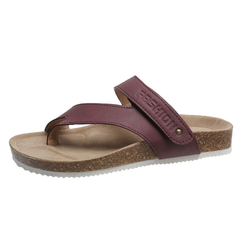 Chaussures de plage tongs à semelle épaisse avec anneau d'orteil plat