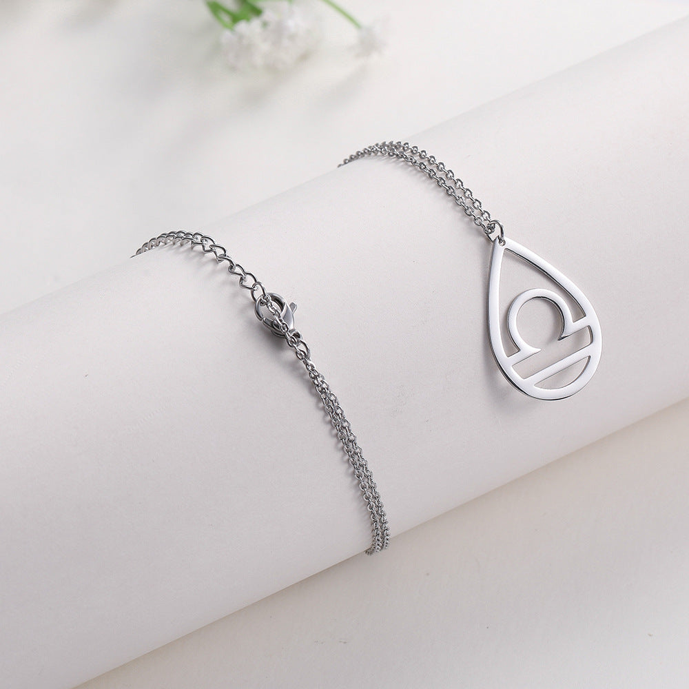 Style coréen Normcore goutte d'eau creux balance pendentif collier ne se décolore pas clavicule dame