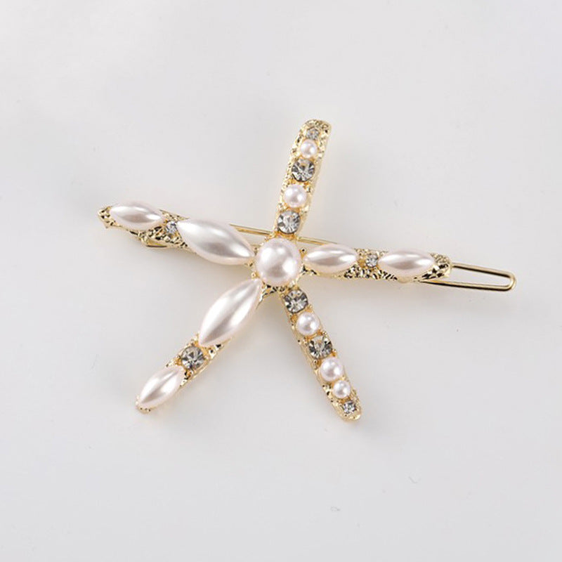 Ins ornement corée du sud Dongdaemun accessoire de cheveux fille étoile de mer incrusté de perles strass Barrettes