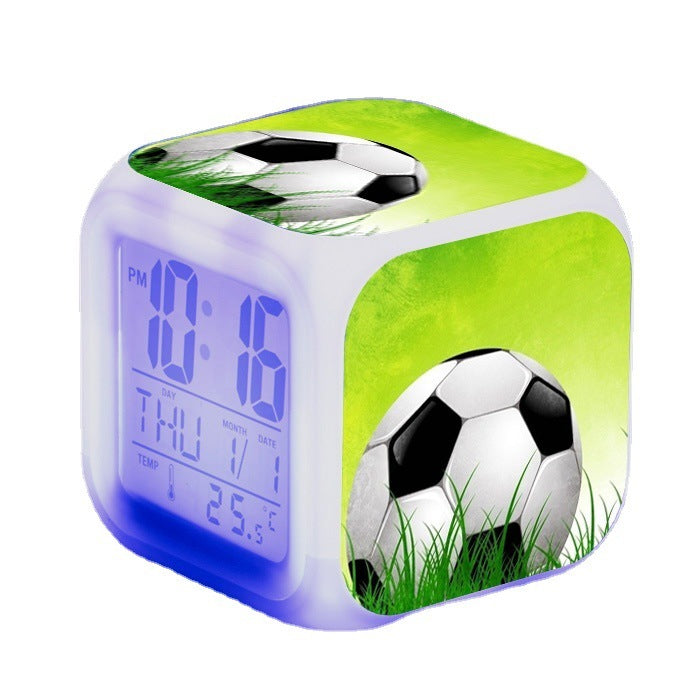 Modèle de Football petit réveil horloge carrée étudiant enfants alarme muette