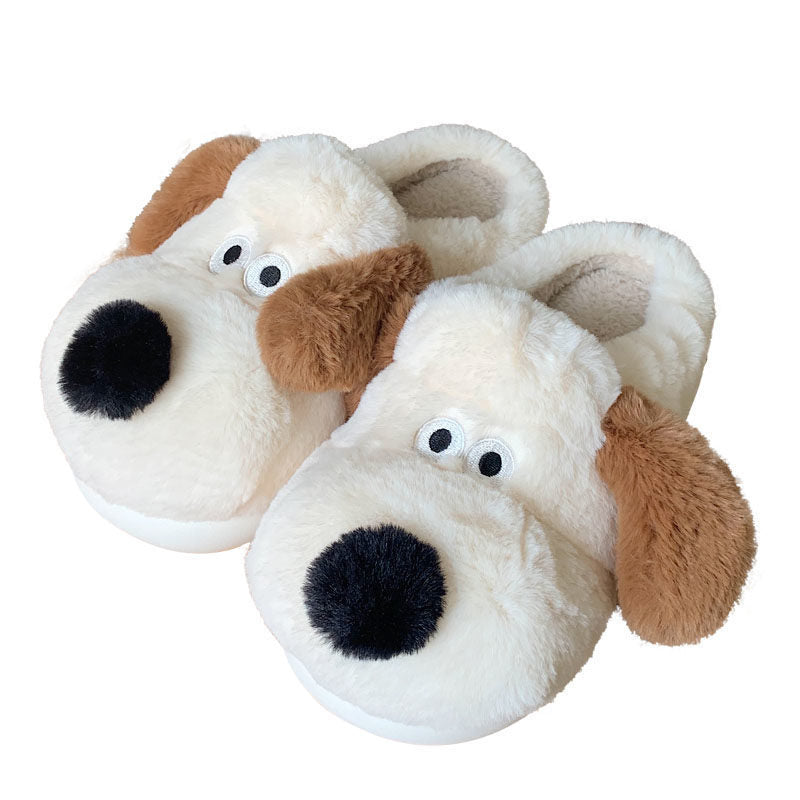 Pantoufles en coton avec embout en peluche pour chien et femme
