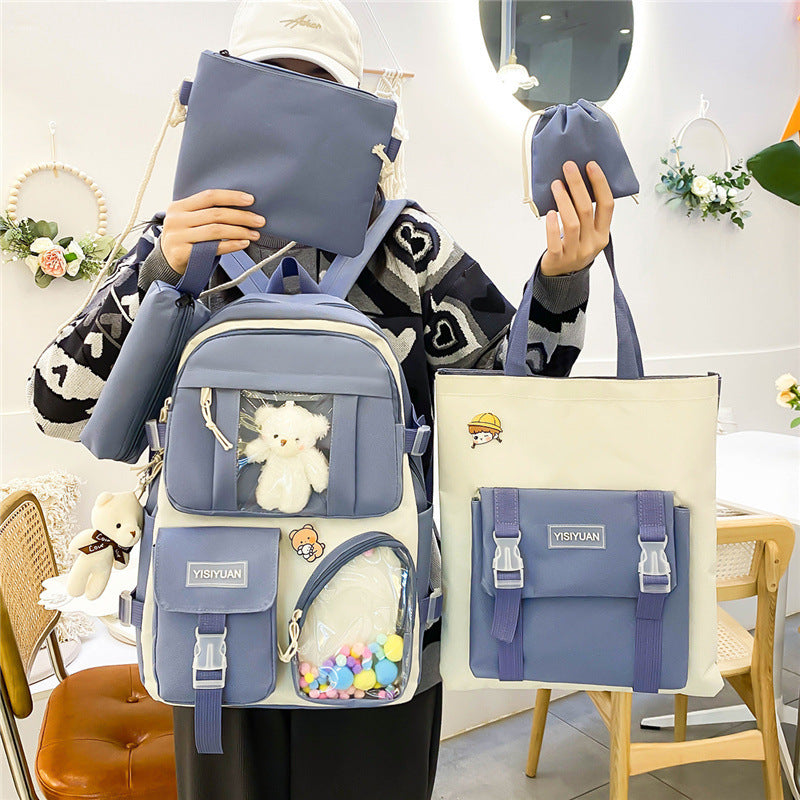 Conjunto de mochila informal ligera para mujer estilo universitario estilo coreano