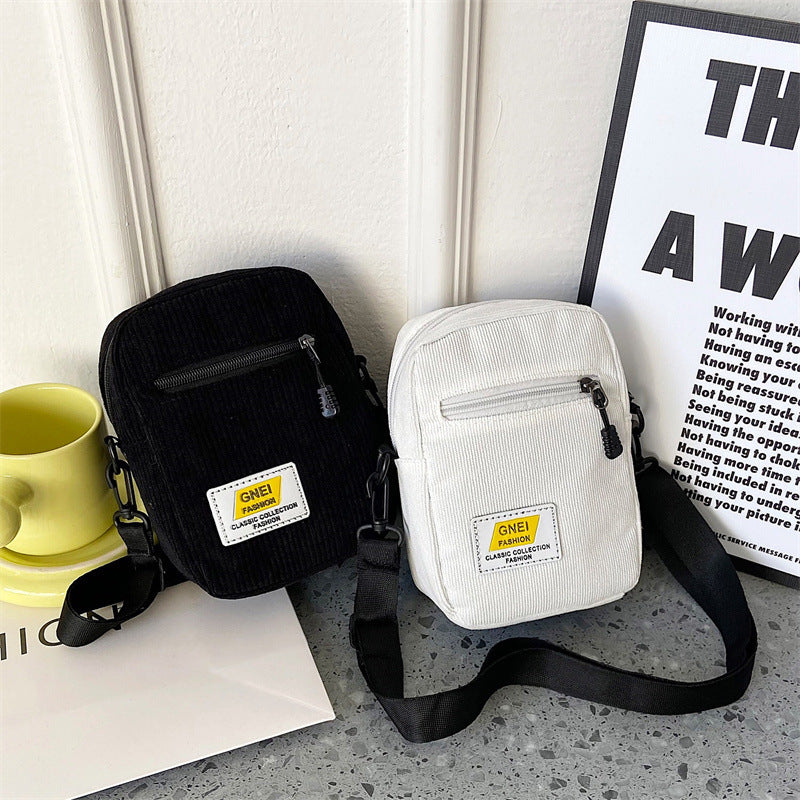 Bolso cuadrado pequeño con cambio de teléfono móvil simple de pana japonesa